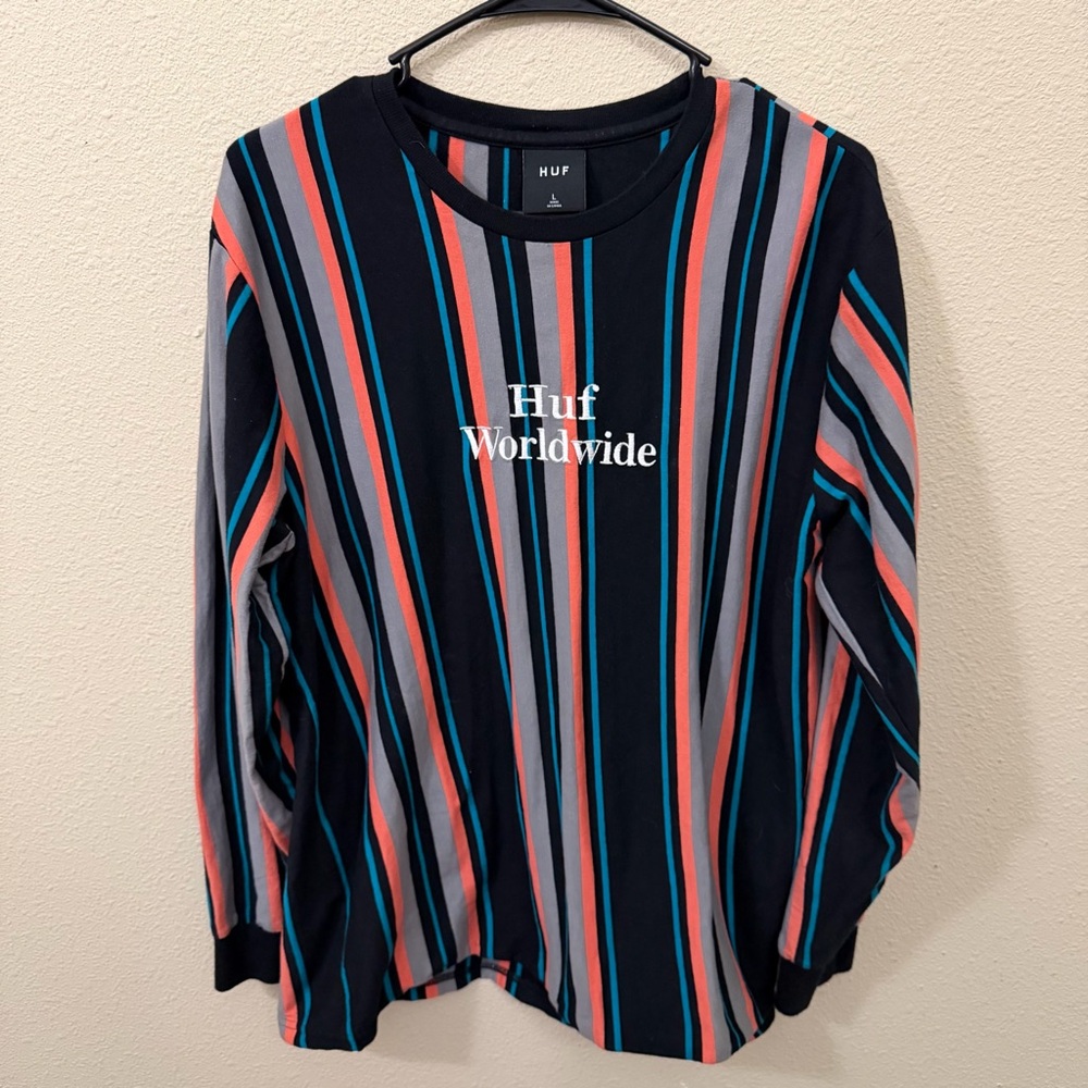 Huf Worldwide Men's Size‎ Large Long Sleeve T-Shirt 100% Cotton Embroidered Logo